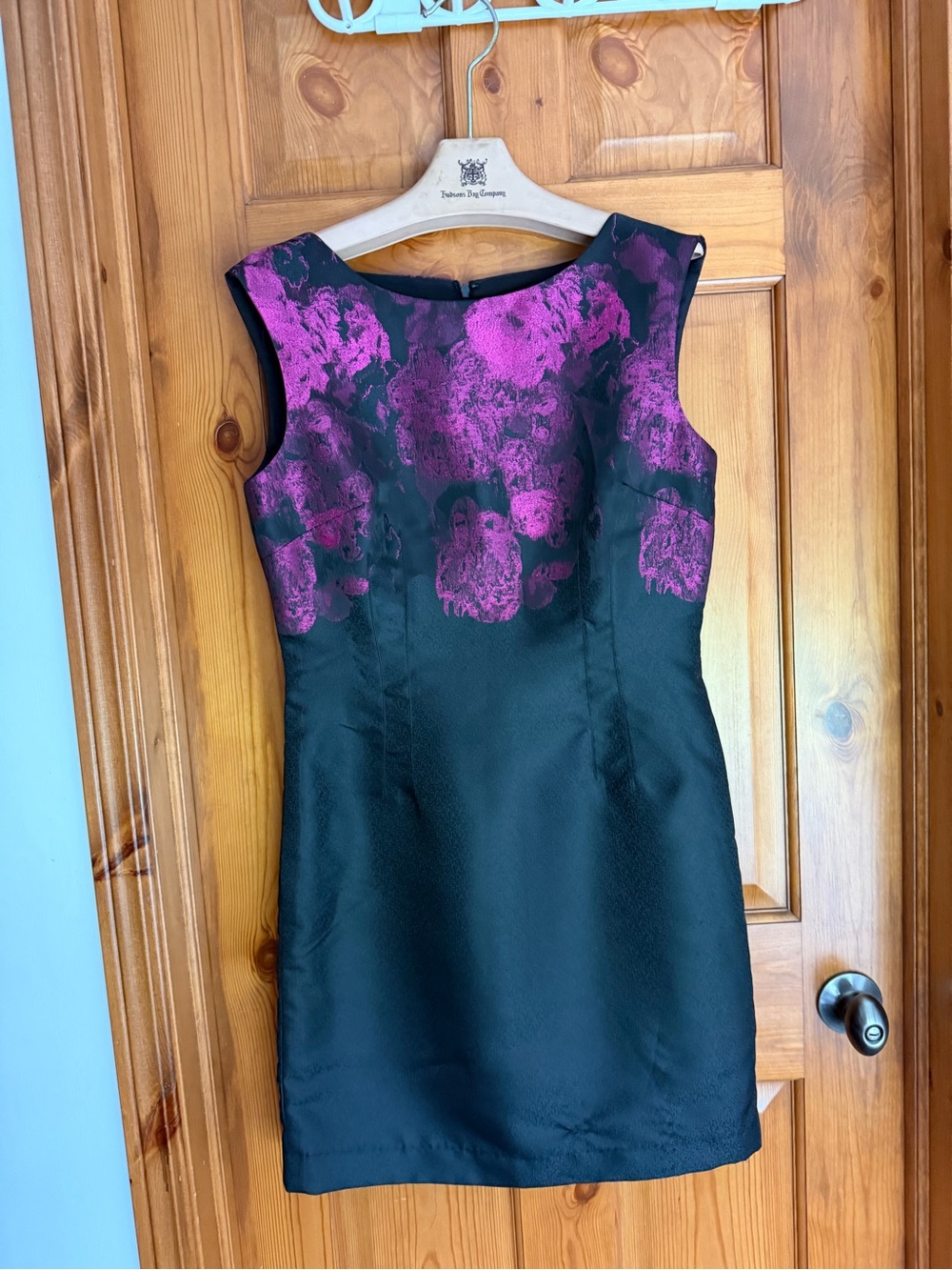 Tahari Black Mini Dress with Fuchsia Floral Bodice